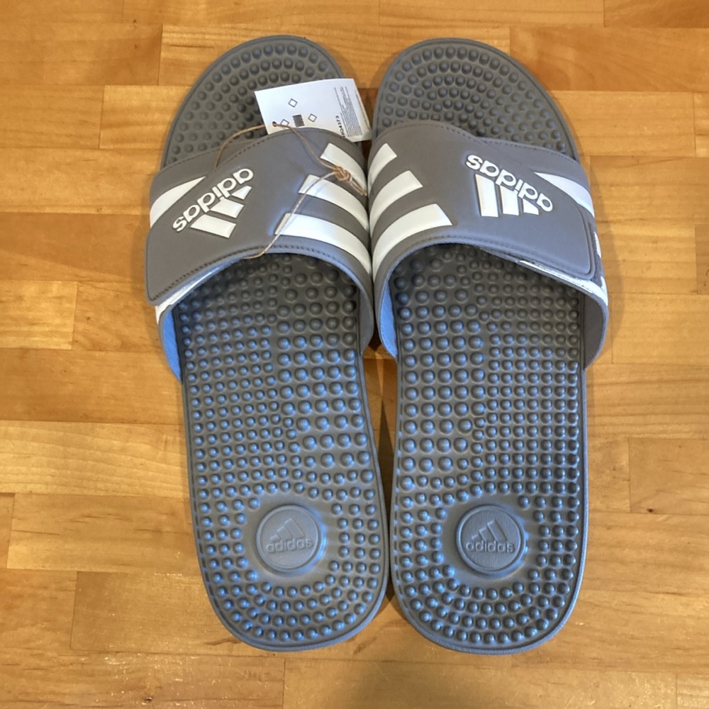 Adidas White and Gray Flip Flops Sandals | 18